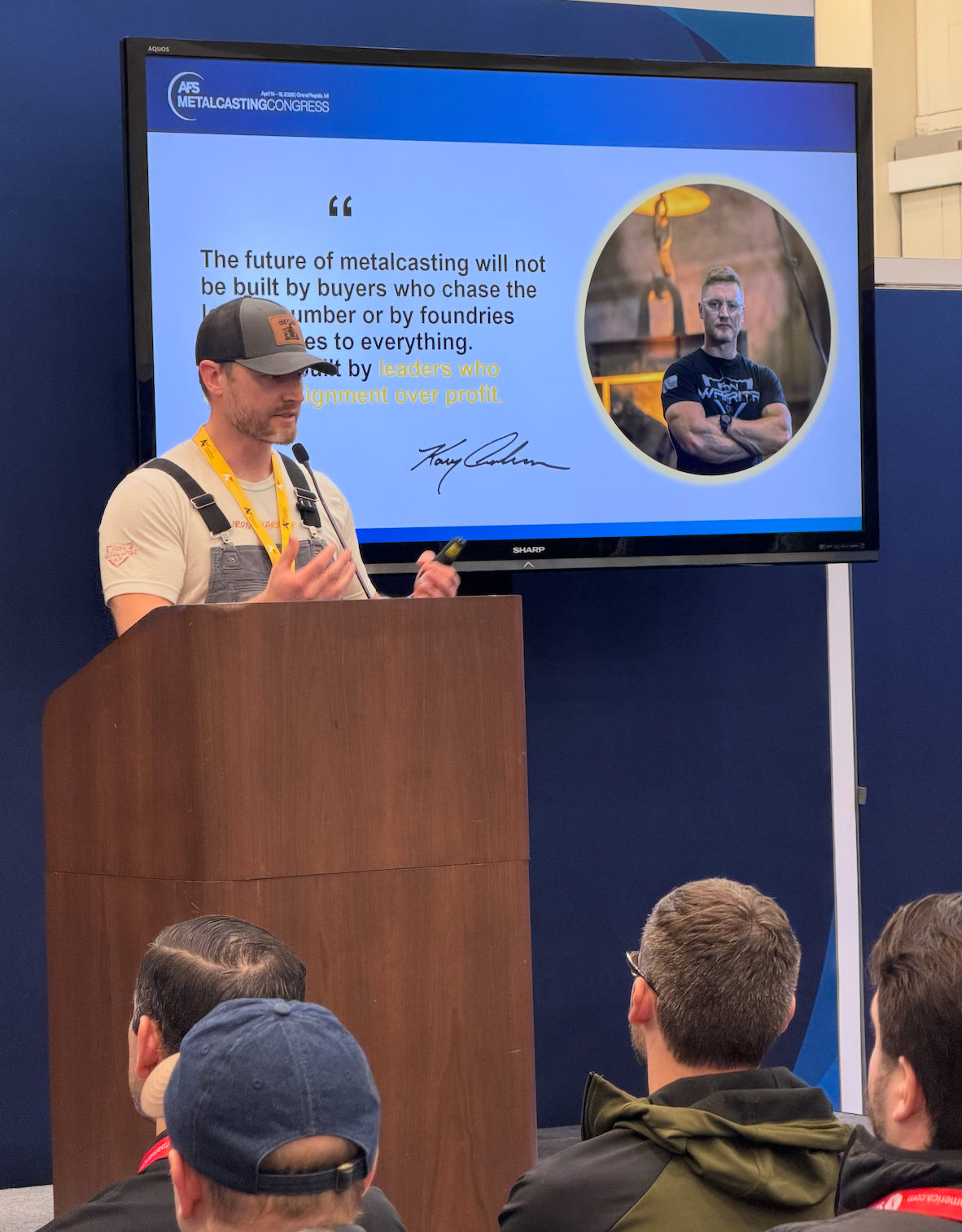 Kory Anderson speaking at the American Foundry Society Conference 2026